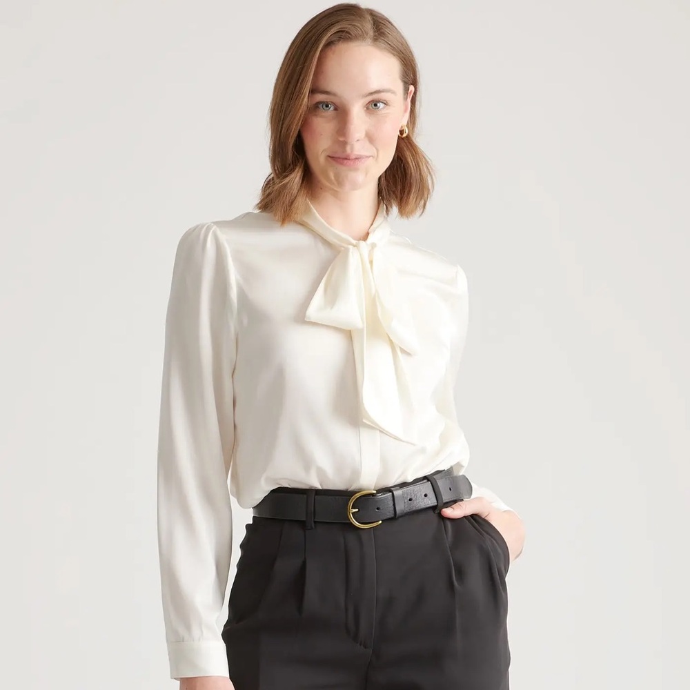 WHBM cream blouse with bow